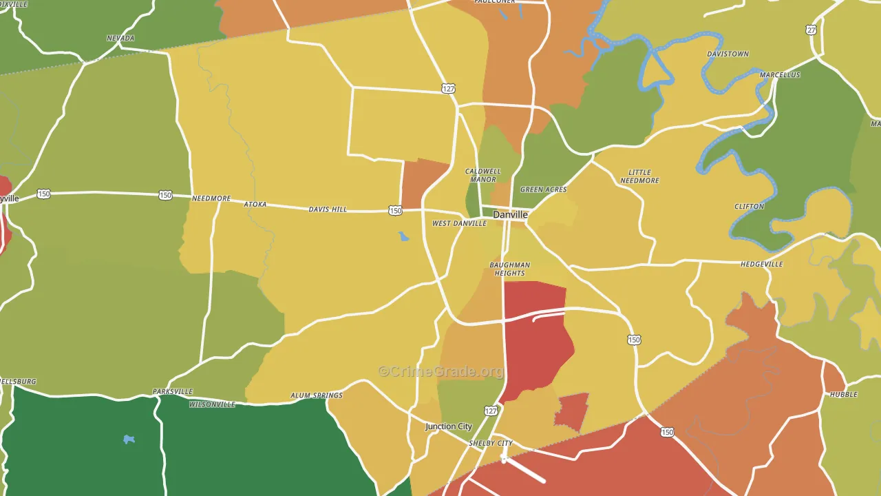 Boyle County, KY Map of Theft Rates