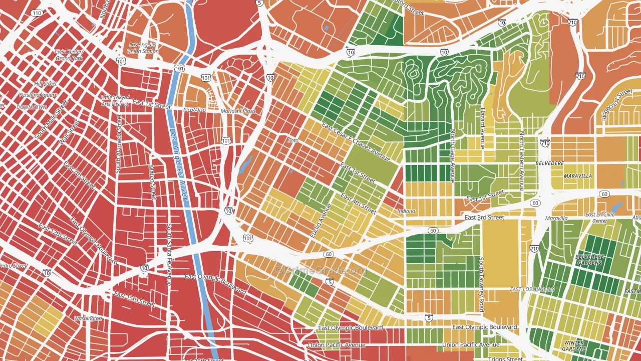 Boyle Heights, Los Angeles, CA Map of Theft Rates