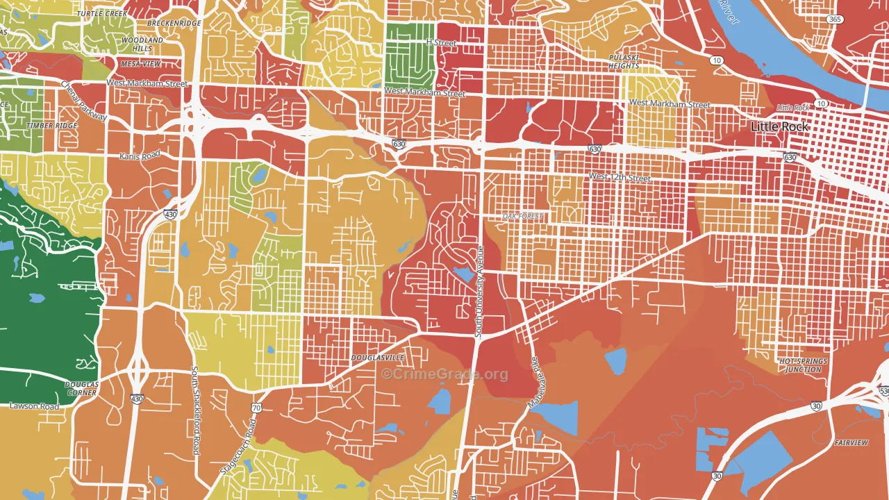 Boyle Park, Little Rock, AR Map of Theft Rates