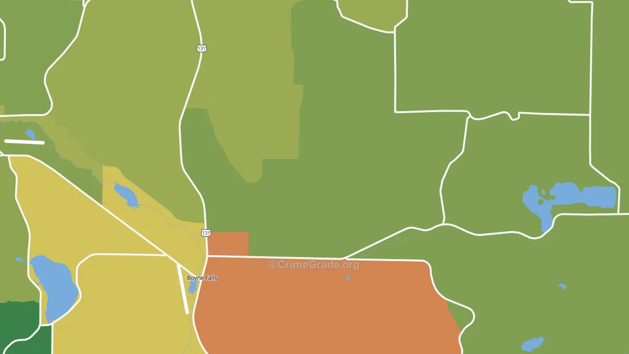 Boyne Falls, MI Map of Theft Rates