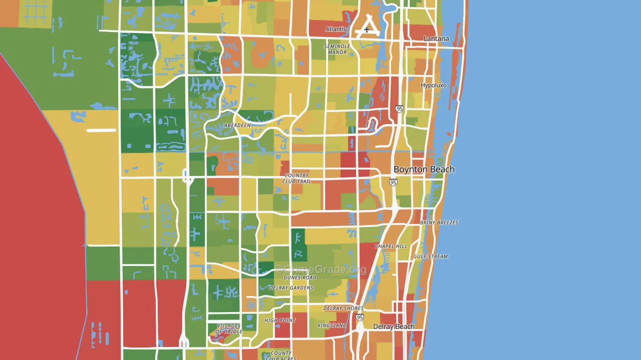 Boynton Beach, FL Map of Theft Rates