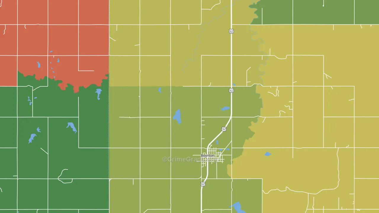 Boynton, OK Map of Theft Rates