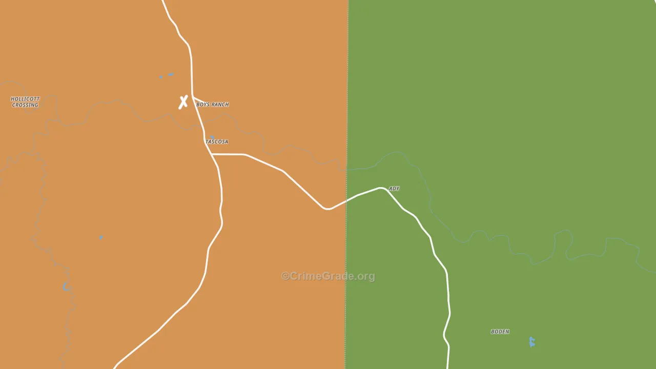 Boys Ranch, TX Map of Theft Rates