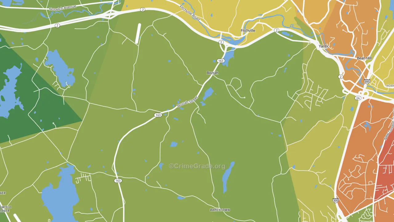 Bozrah, CT Map of Theft Rates