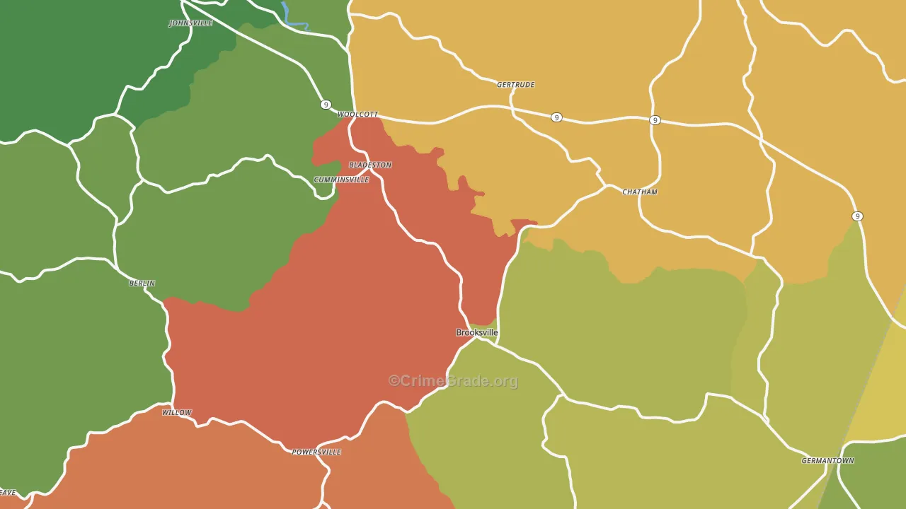 Bracken County, KY Map of Theft Rates