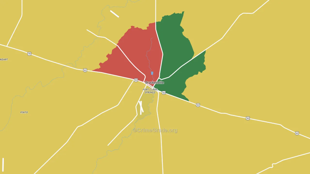 Brackettville, TX Map of Theft Rates
