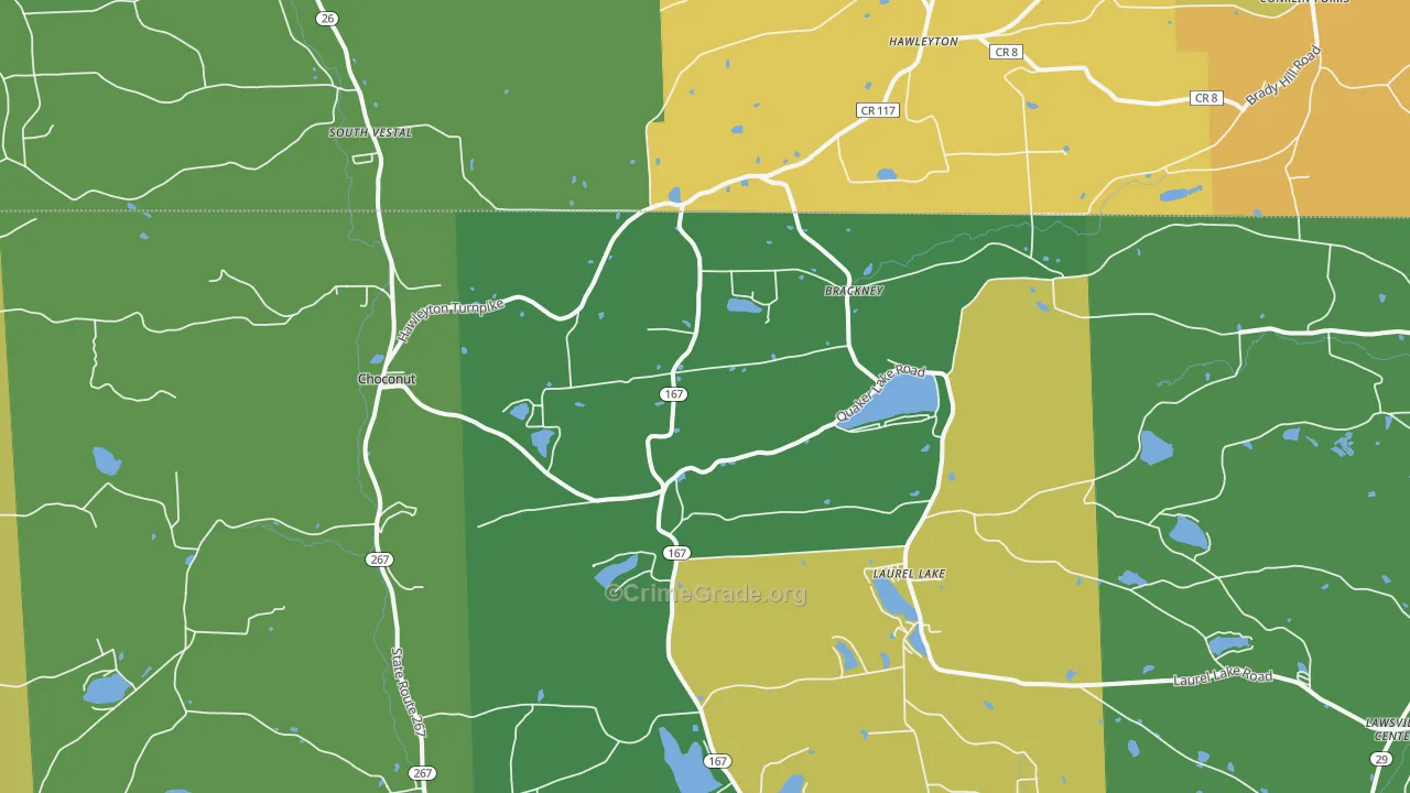 Brackney, PA Map of Theft Rates