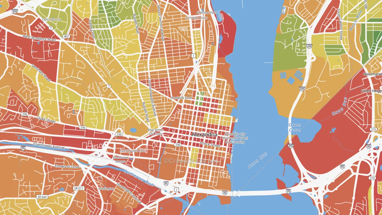 Braddock Road Metro, Alexandria, VA Map of Theft Rates