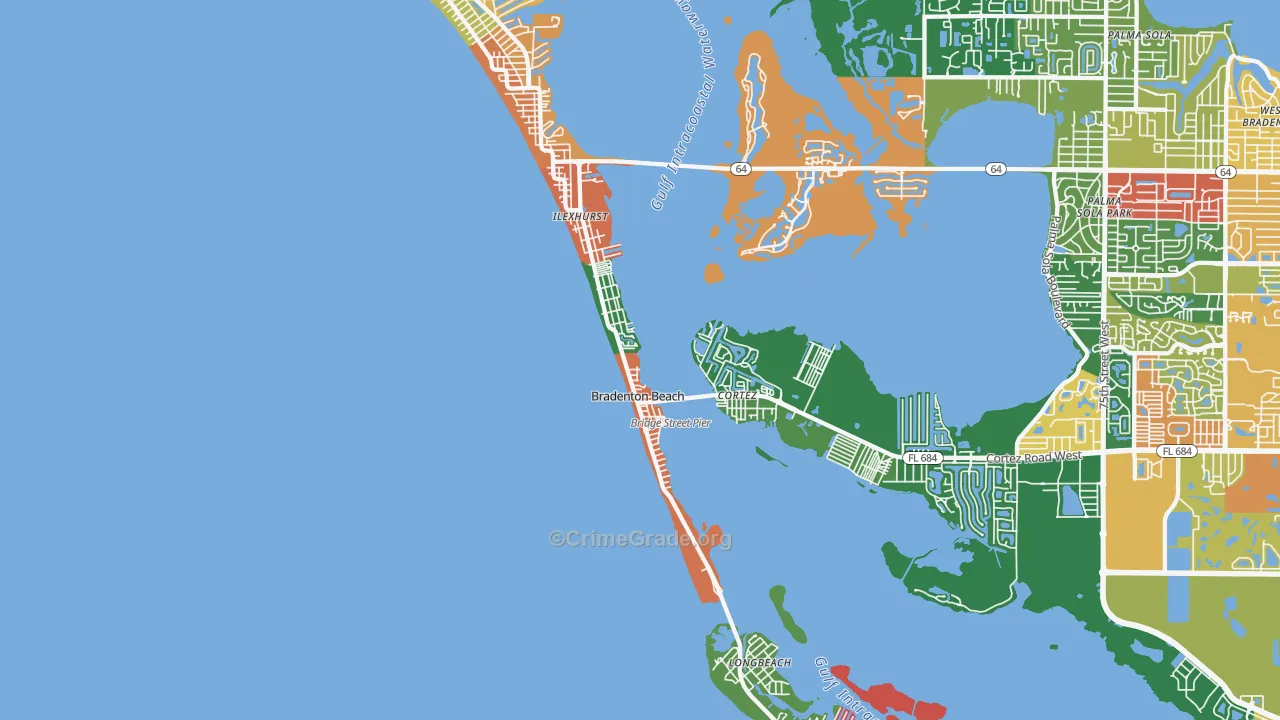 Bradenton Beach, FL Map of Theft Rates