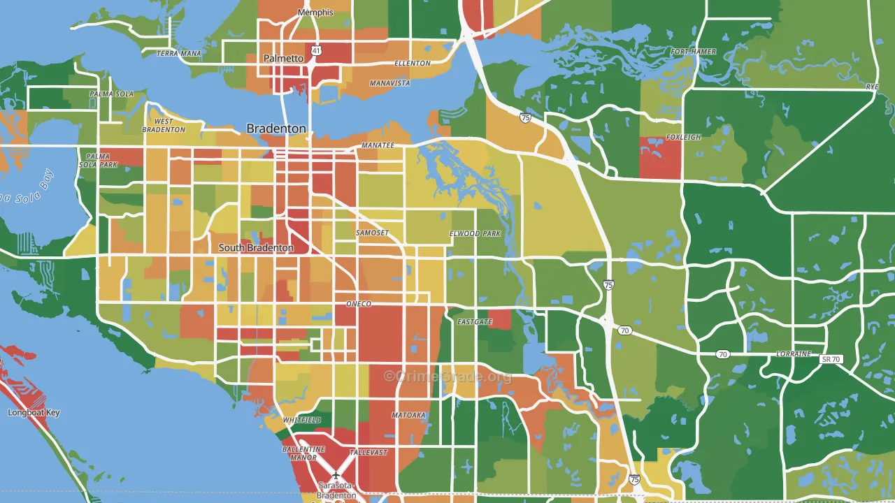 Bradenton, FL Map of Theft Rates
