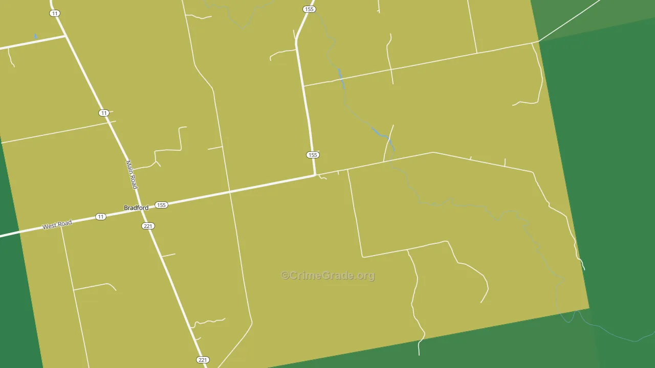 Bradford Center, ME Map of Theft Rates