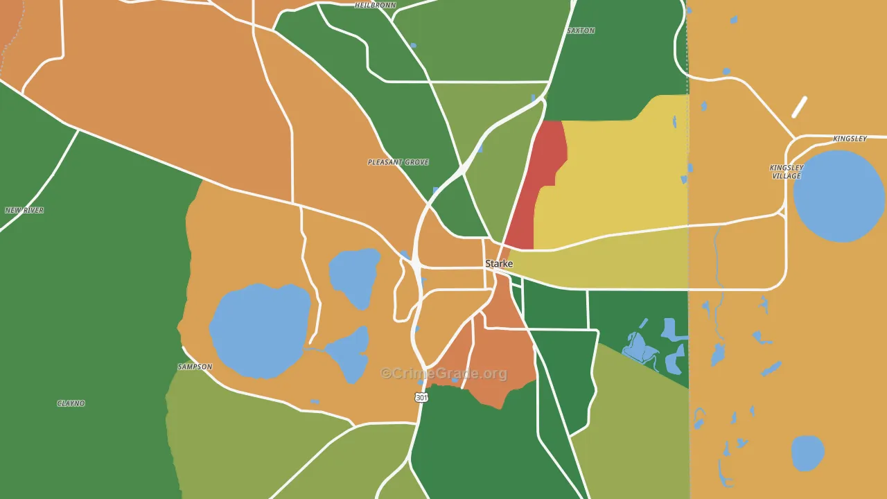 Bradford County, FL Map of Theft Rates