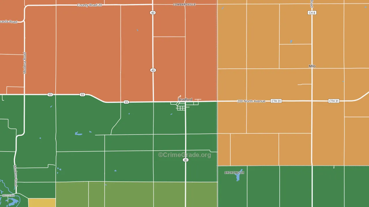 Bradford, IL Map of Theft Rates