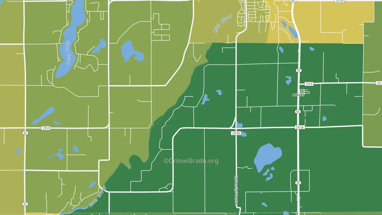 Bradford, MN Map of Theft Rates