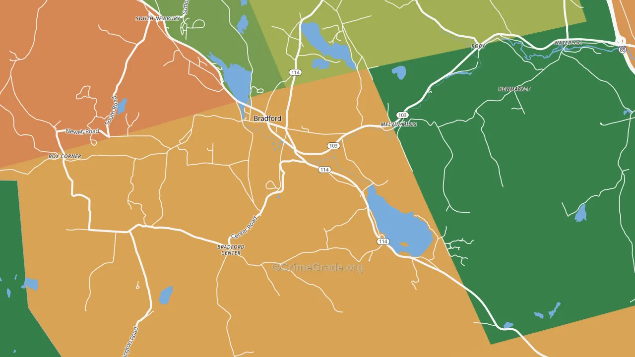 Bradford, NH Map of Theft Rates