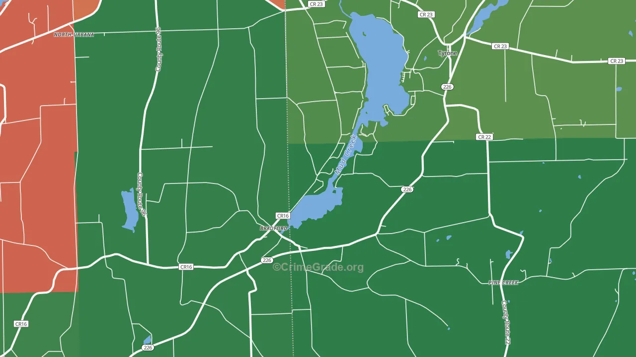 Bradford, NY Map of Theft Rates