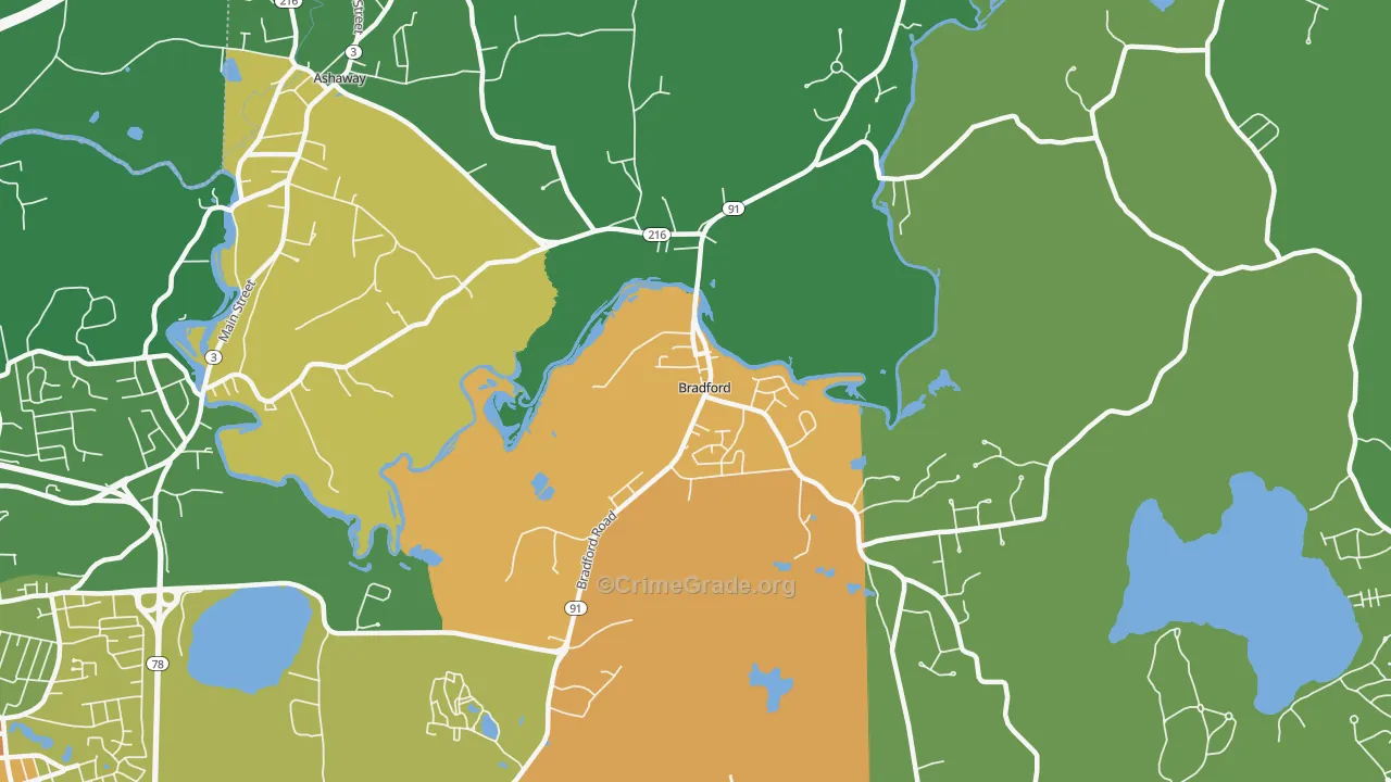 Bradford, RI Map of Theft Rates