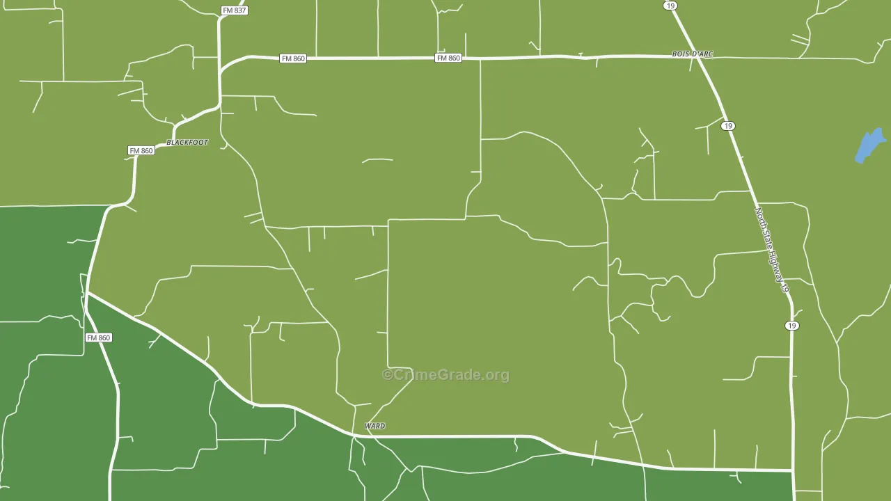 Bradford, TX Map of Theft Rates