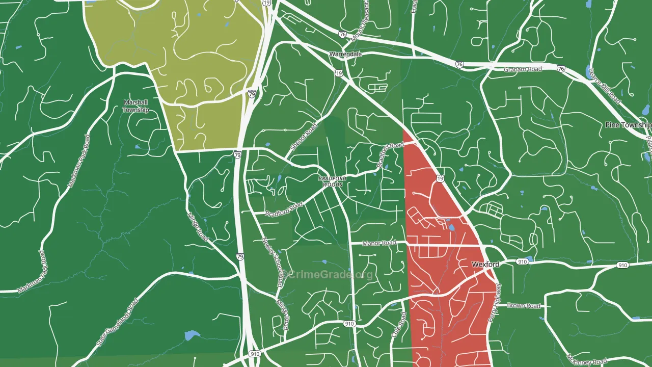 Bradford Woods, PA Map of Theft Rates