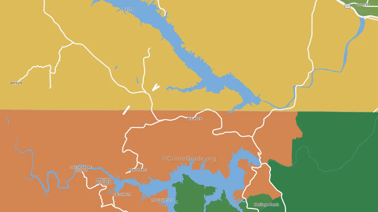 Bradley, CA Map of Theft Rates