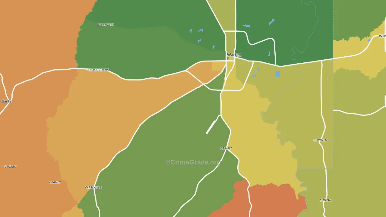 Bradley County, AR Map of Theft Rates