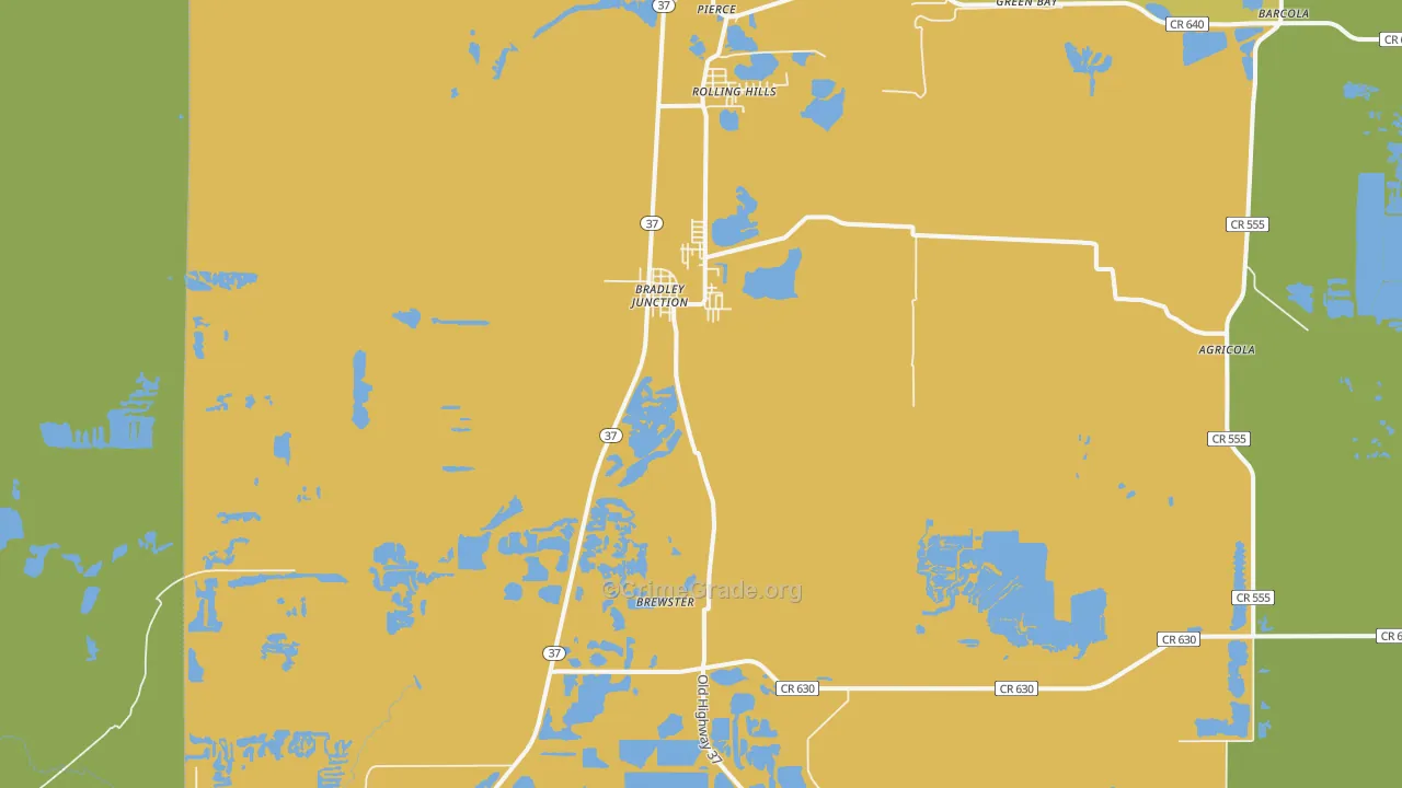Bradley, FL Map of Theft Rates