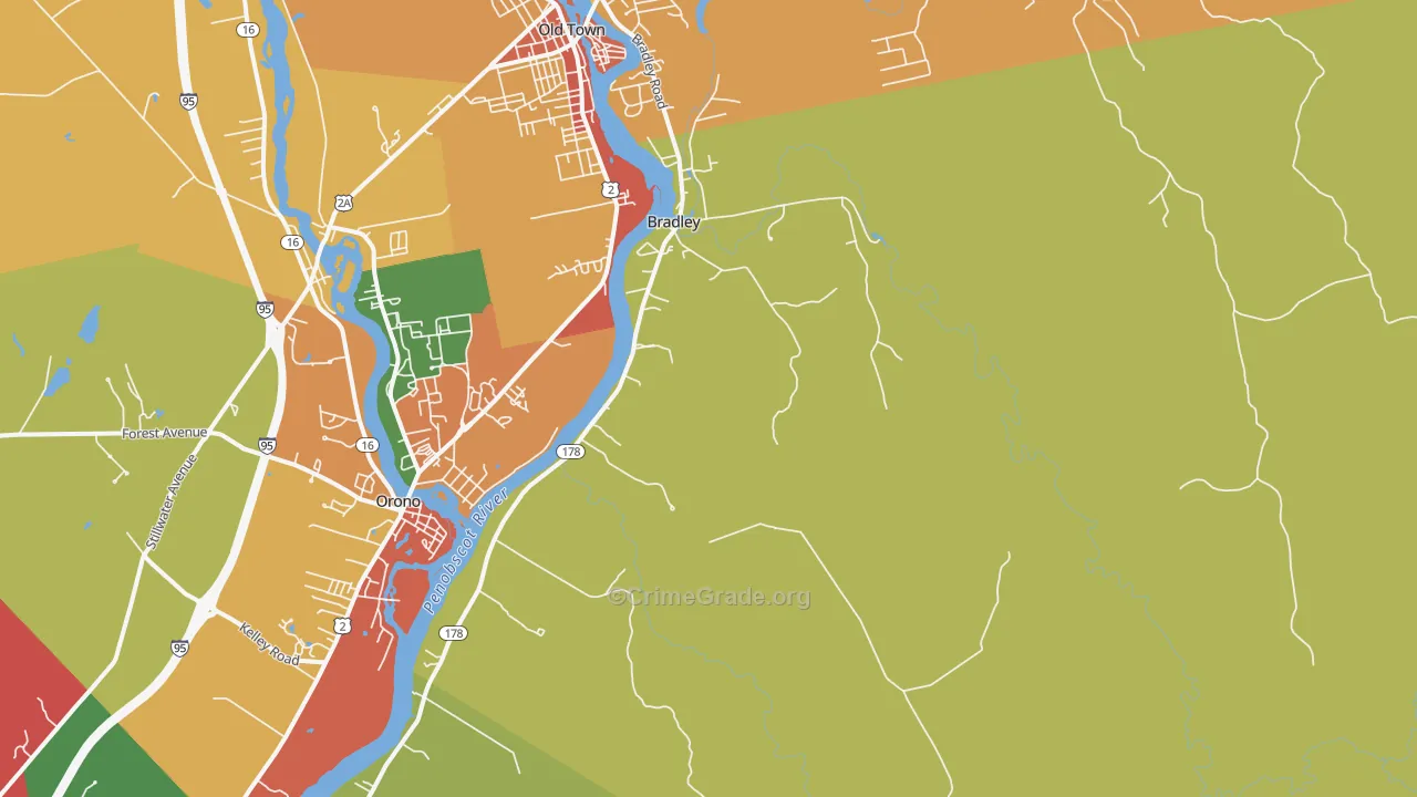 Bradley, ME Map of Theft Rates