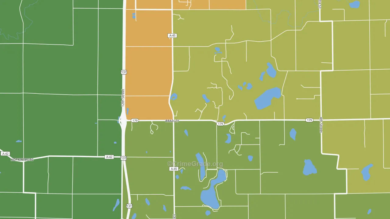 Bradley, MI Map of Theft Rates