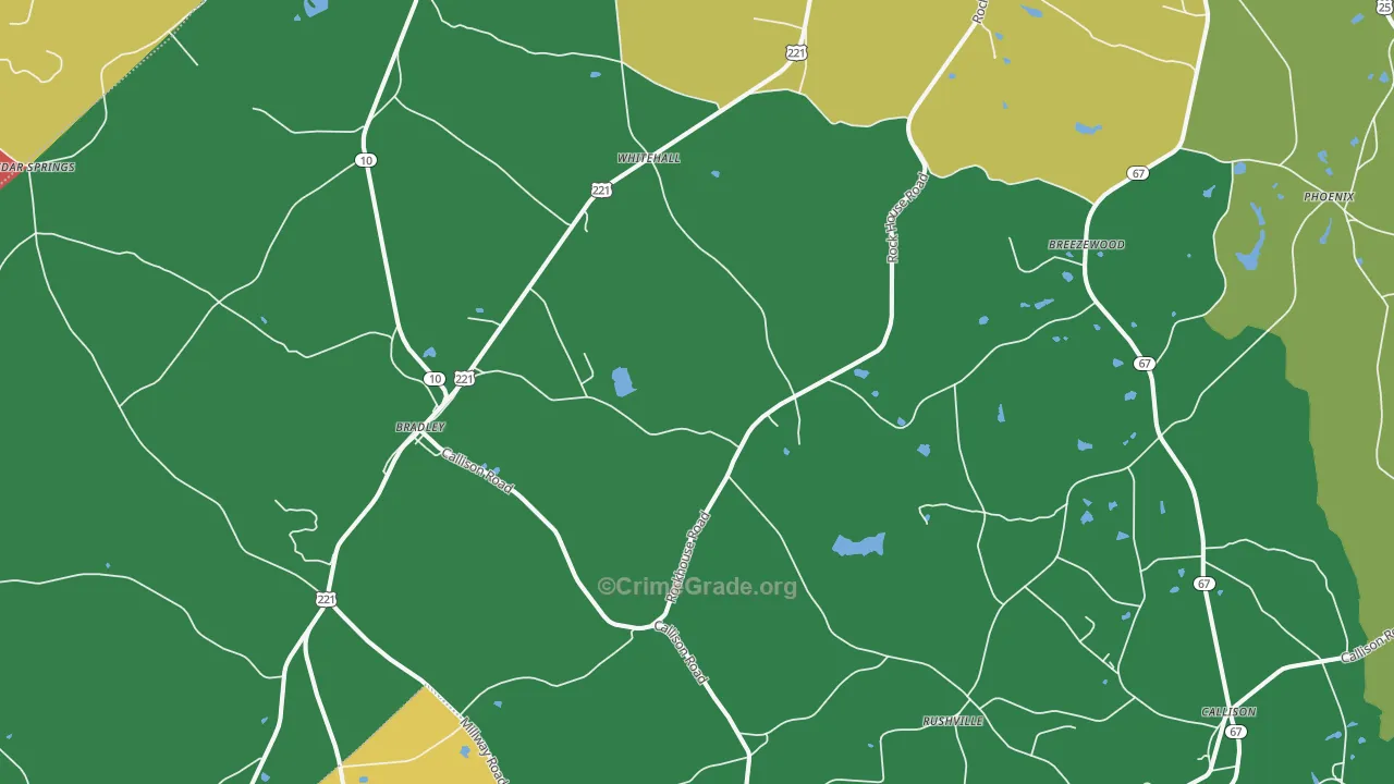 Bradley, SC Map of Theft Rates
