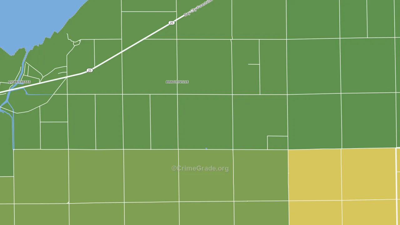 Bradleyville, MI Map of Theft Rates