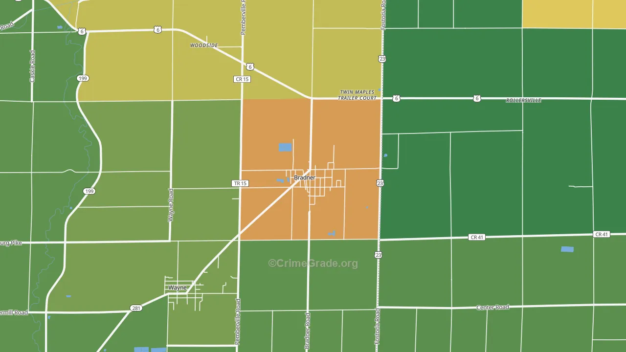 Bradner, OH Map of Theft Rates