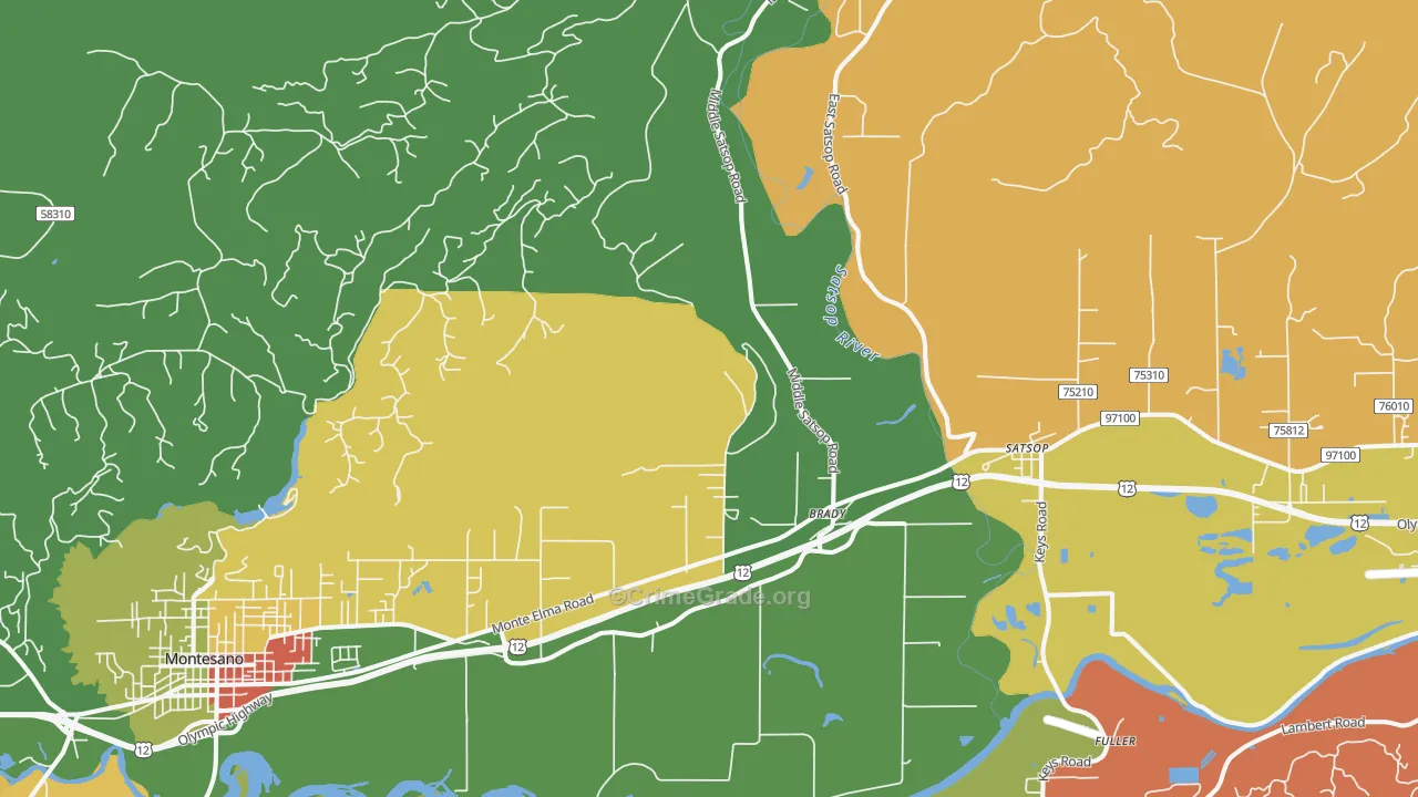 Brady, WA Map of Theft Rates