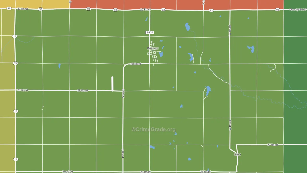 Brainard, NE Map of Theft Rates
