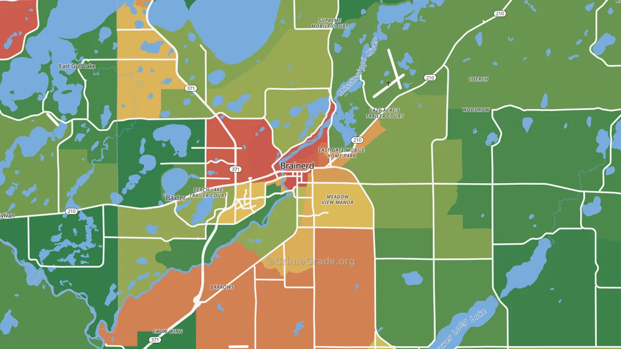Brainerd, MN Map of Theft Rates