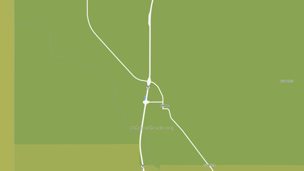 Braman, OK Map of Theft Rates