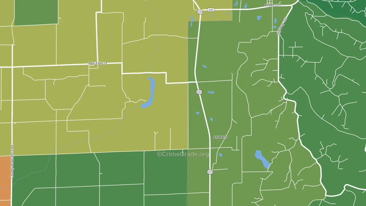 Bramble, IN Map of Theft Rates