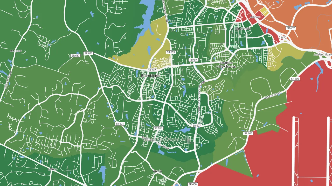 Brambleton, VA Map of Theft Rates