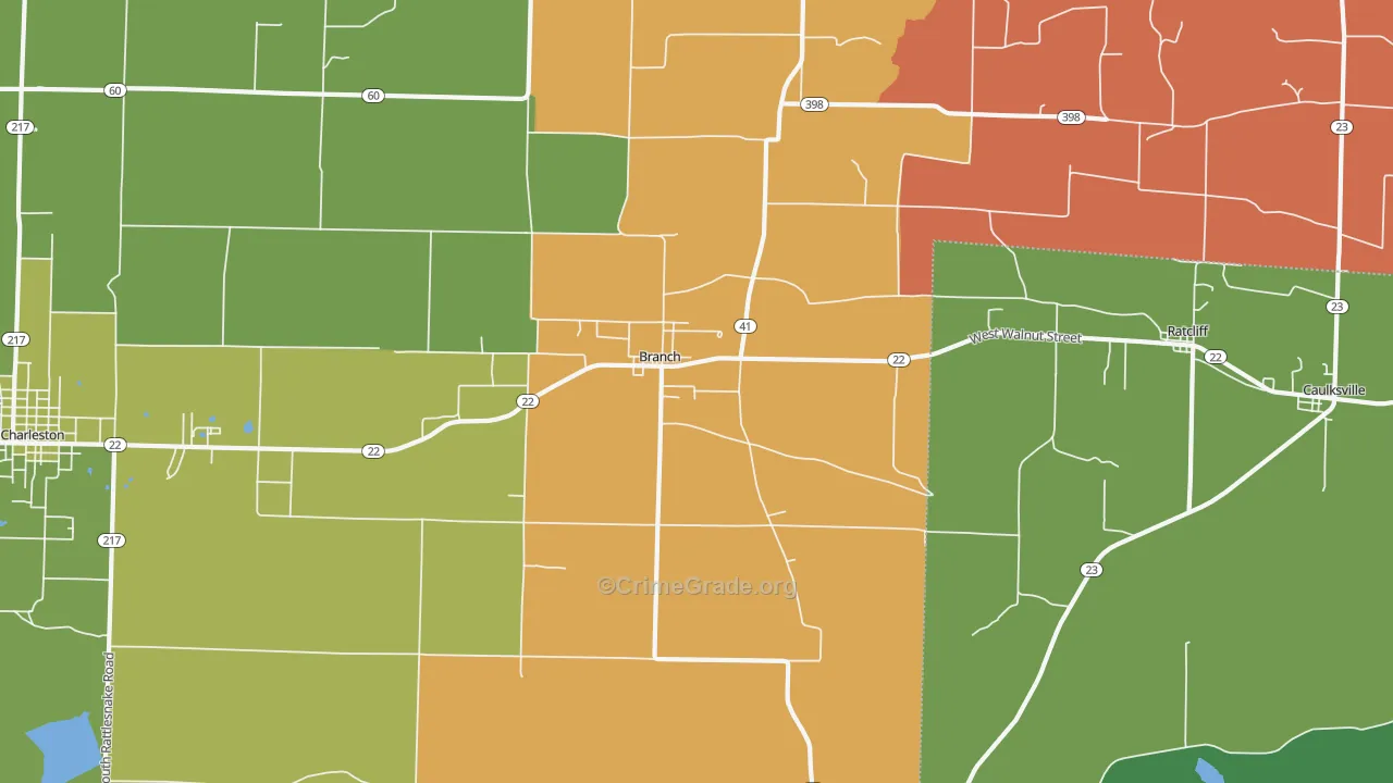 Branch, AR Map of Theft Rates