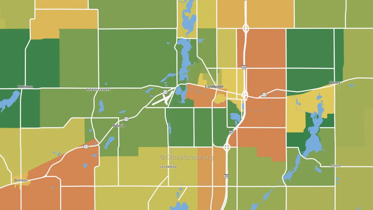 Branch County, MI Map of Theft Rates