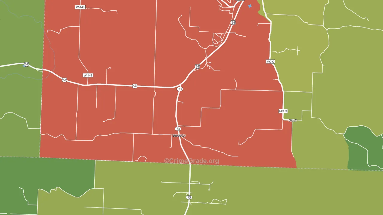 Branch, MO Map of Theft Rates