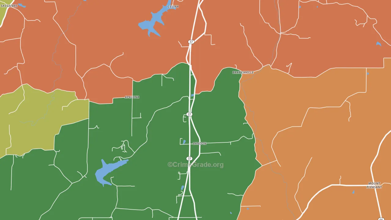 Branchville, IN Map of Theft Rates