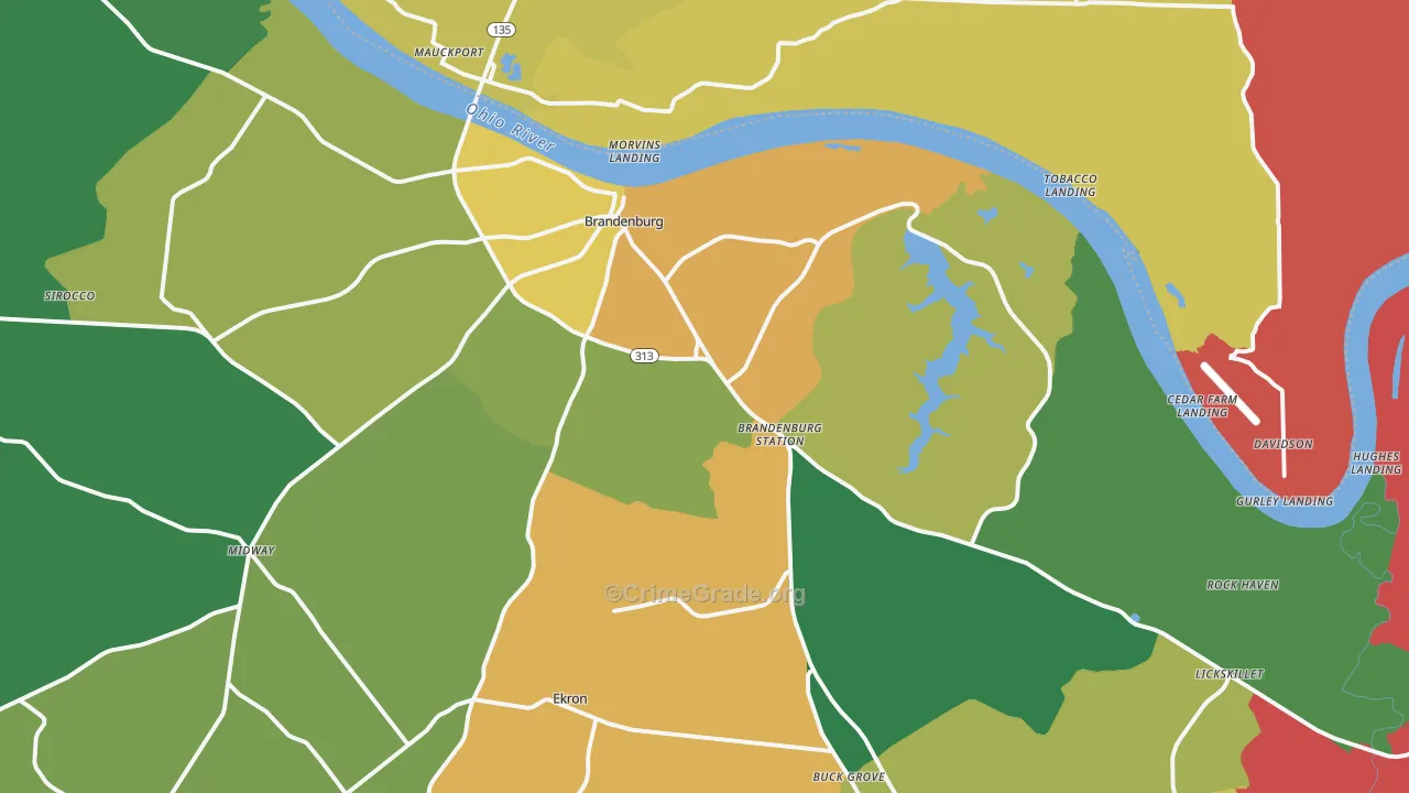 Brandenburg, KY Map of Theft Rates