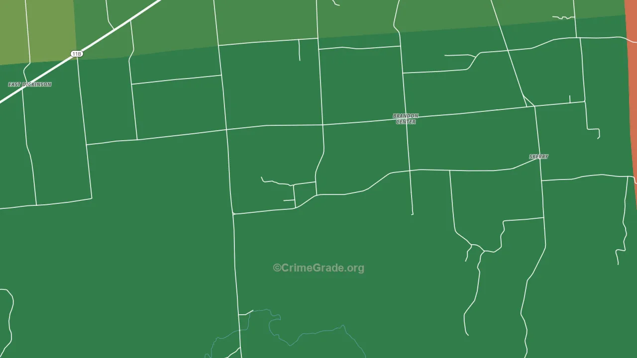 Brandon Center, NY Map of Theft Rates