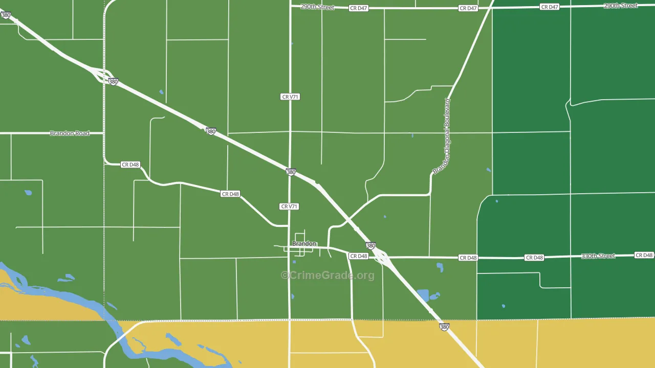 Brandon, IA Map of Theft Rates