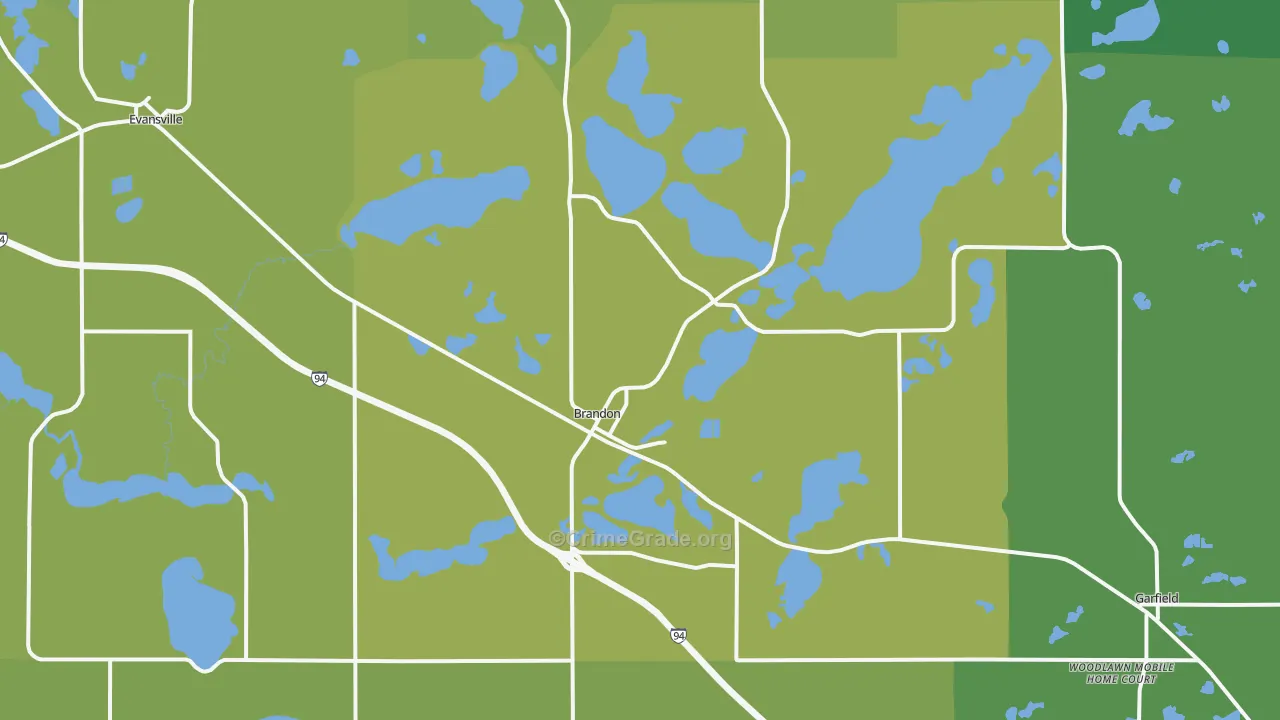 Brandon, MN Map of Theft Rates
