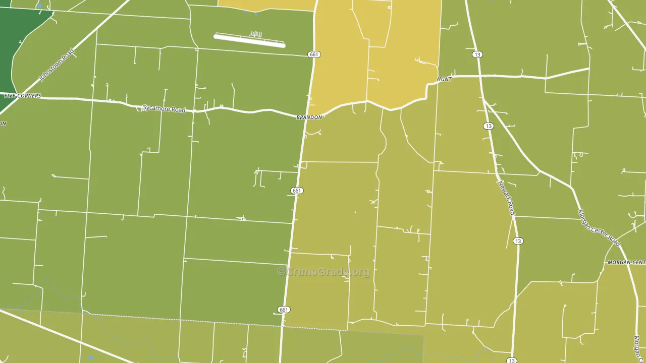 Brandon, OH Map of Theft Rates