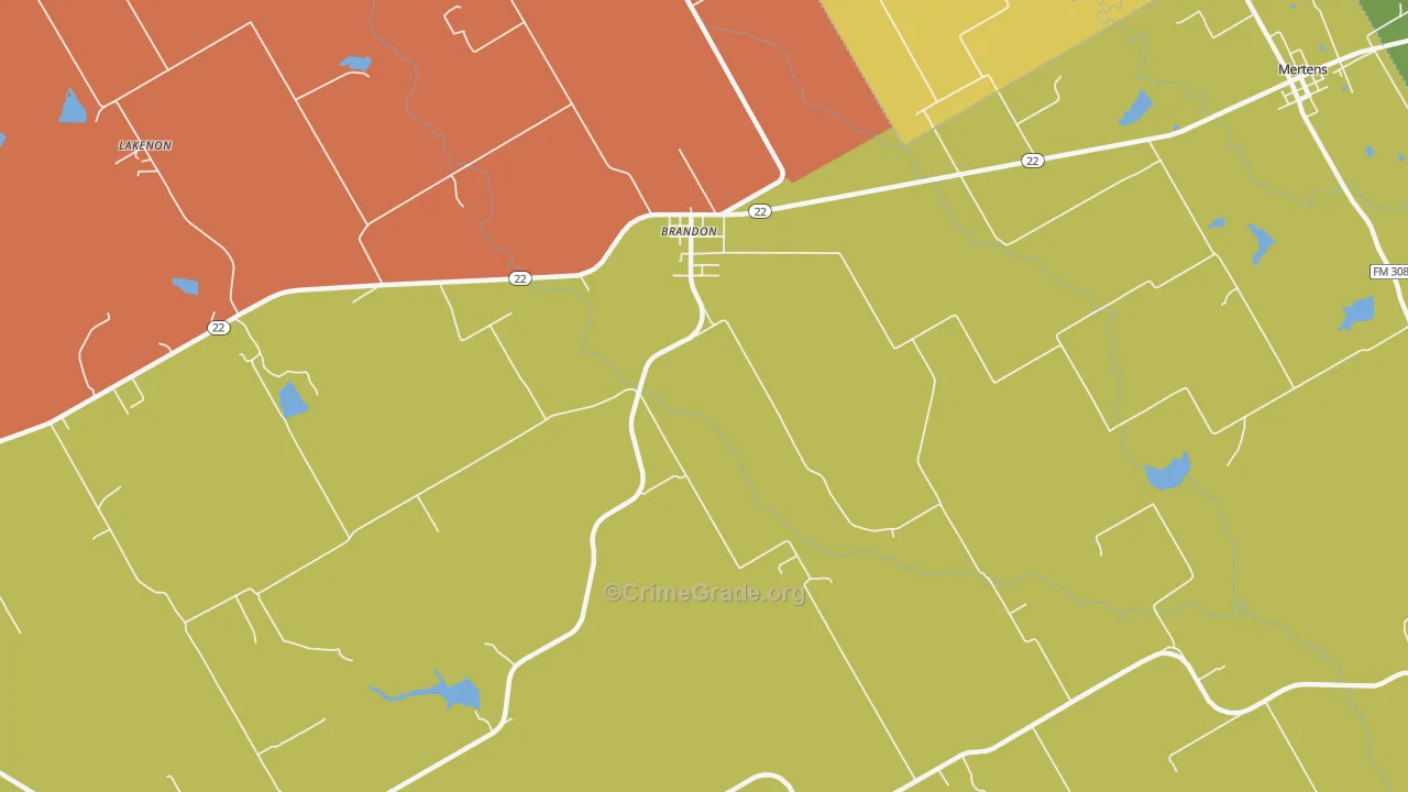 Brandon, TX Map of Theft Rates