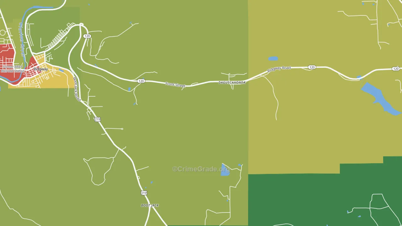 Brandy Camp, PA Map of Theft Rates