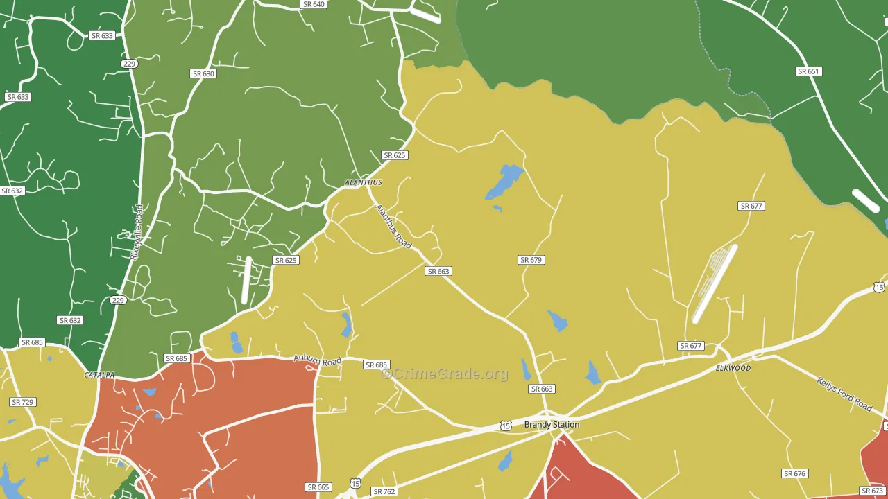 Brandy Station, VA Map of Theft Rates