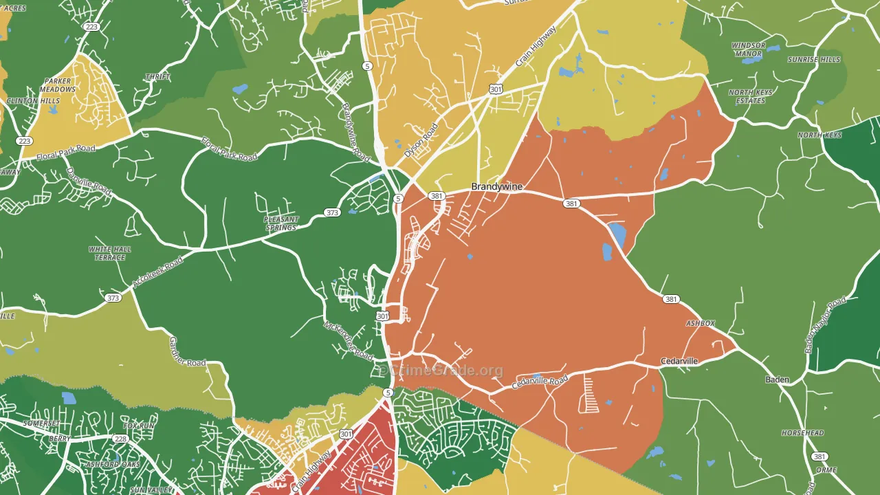 Brandywine, MD Map of Theft Rates